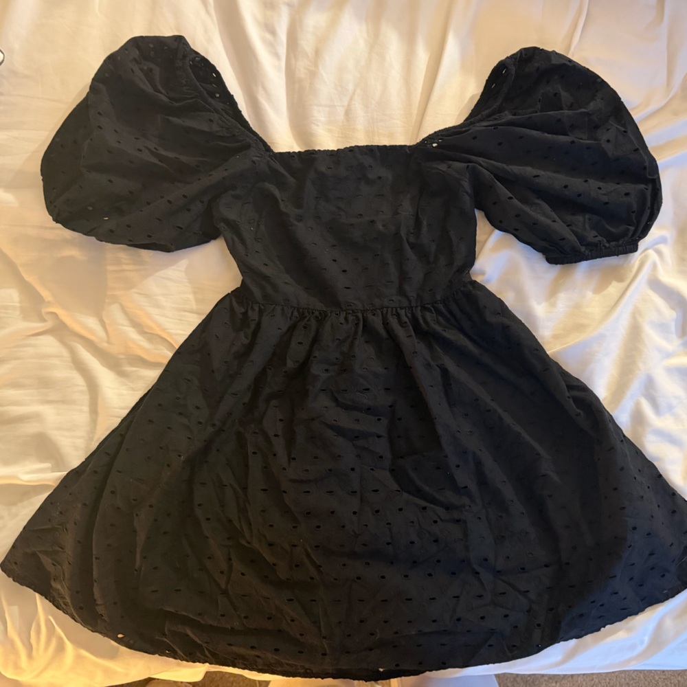 a new day Black Puff Sleeve Mini Dress